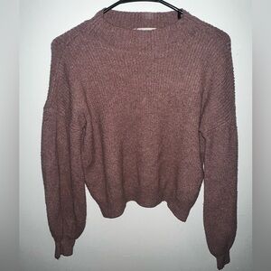 Pink Rose Dusty Mauve Ribbed Crewneck Sweater